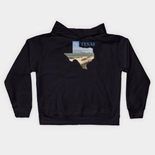 Texas State Outline (Boca Chica Park & Beach) Kids Hoodie